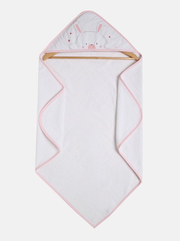 White and Pink Terry Towel With Hood image number 1